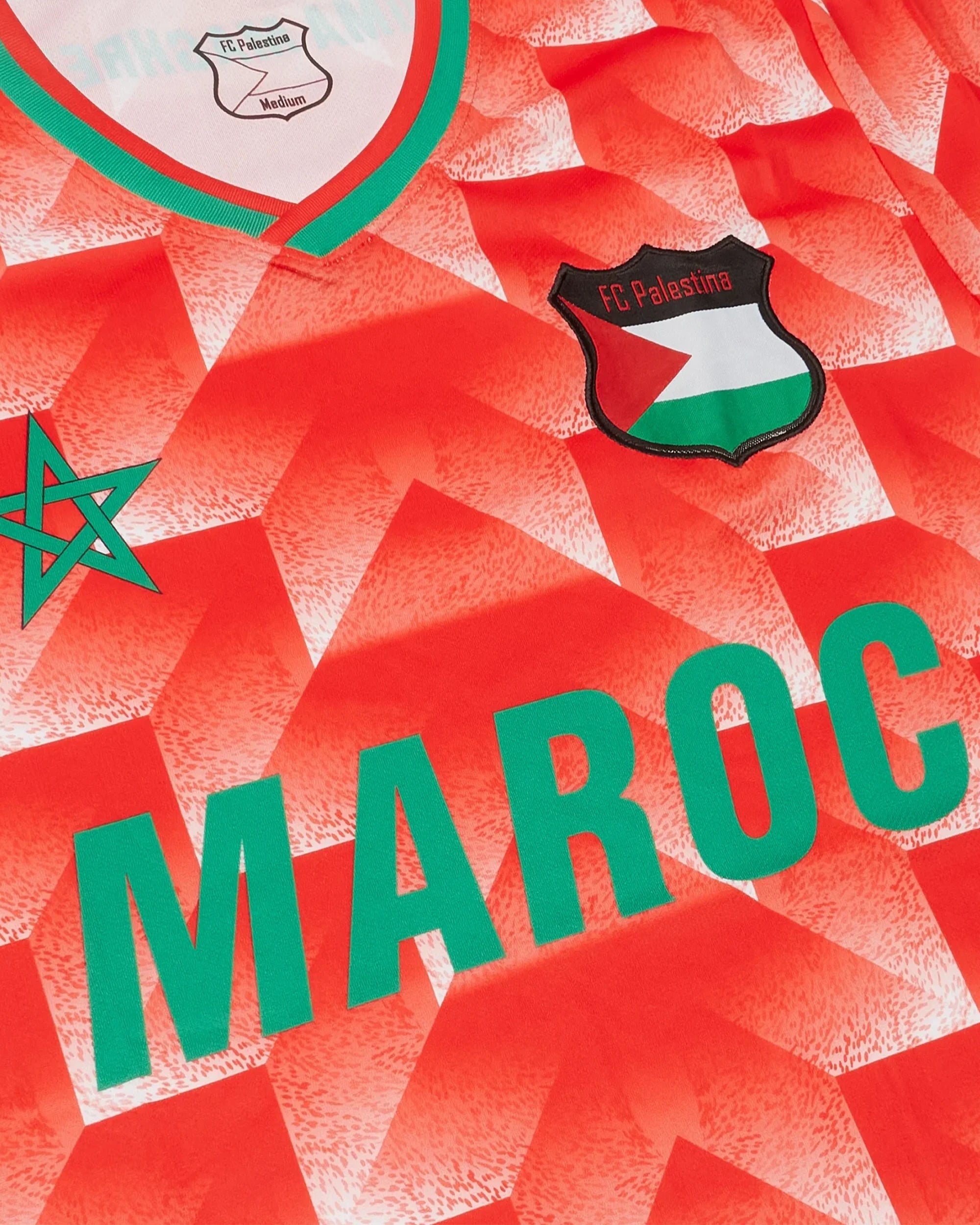 Texte Maroc vert maillot maroc palestine étoile marocaine écusson FC Palestina brodés